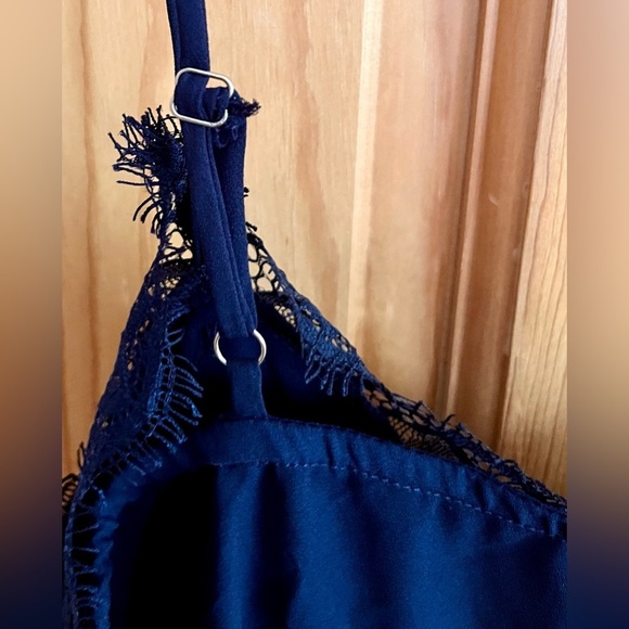 Lush Midnight Blue Lace Trim Cami Top Size Small Adjustable Coquette Girl Boho - Picture 10 of 13
